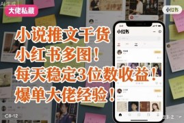 小说推文实操干货 小红书多图玩法稳获三位数收益经验分享