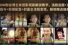 抖音90万粉博主亲授 影视解说全流程制作及变现实操教程
