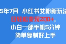 2025年7月小红书女粉运营新玩法 公域转私域低门槛变现操作教程