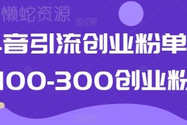 抖音引流精准创业粉实操教程 单日获客100-300的实用方法分享