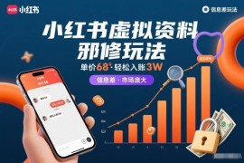 小红书虚拟资料信息差玩法分享 0成本低门槛单份售价68可月入3W