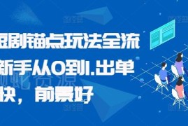 番茄短剧抖音锚点玩法全流程 新手从0到1快速出单实操教程