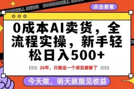 2026年0成本AI卖货副业 新手每日操作十几分钟隔天即可见收益