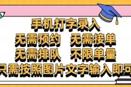 零门槛手机打字录入副业 不限量无需接单预约操作简单收益灵活