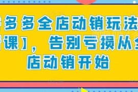 拼多多全店动销玩法新课 从逻辑到实操告别店铺运营亏损