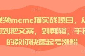 短视频meme猫实操教程 从选素材剪辑到快速起号涨粉全攻略