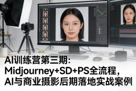Midjourney+SD+PS全流程教学 AI商业摄影后期落地实战训练营
