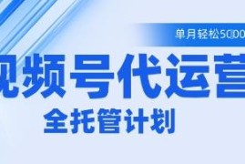 视频号代运营2.0全程托管玩法 低门槛单月变现实操指南