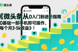 0基础微头条从入门到进阶指南 仅用手机可实现月入3-5k收益