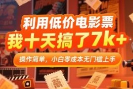 低价电影票零成本副业实操指南 小白上手十天可赚7000+