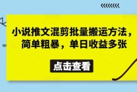 小说推文混剪批量搬运操作方法 零基础零粉丝可做变现教程