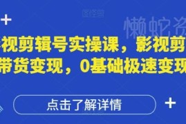 0基础影视剪辑号实操教学 影视剪辑带货变现全流程课程