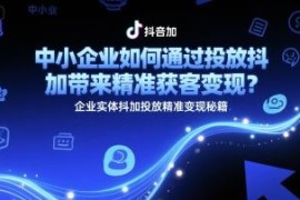 中小企业及实体商家抖加投放指南 精准获客变现实操技巧