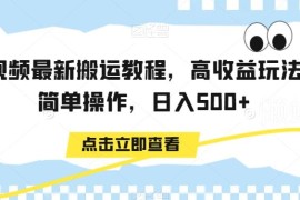 最新中视频搬运高收益实操教程 新手低门槛操作落地增收指南