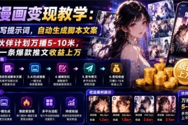 AI漫画变现实操教学 无需手写提示词 双收益模式全流程解析