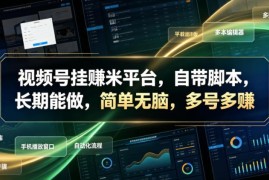 2024视频号任务赚钱项目详解 自带全自动脚本多号操作长期可做