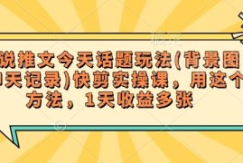 小说推文话题玩法实操课 背景图加聊天记录快剪赚佣金教程