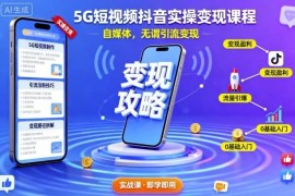 5G抖音短视频实操变现课程 零基础玩转抖音涨粉引流全攻略