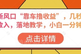 抖音靠车撸收益新玩法落地教学 零基础小白可快速上手操作