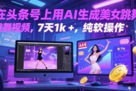 头条号AI生成美女跳舞视频玩法 纯软件操作7天收益超千元
