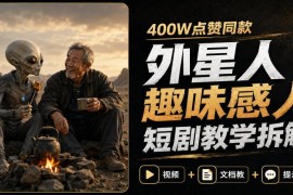 400万点赞同款外星人趣味短剧拆解 含分镜运镜提示词全教程