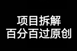 项目拆解赛道百分百过原创实操方法揭秘 附配套资源下载地址