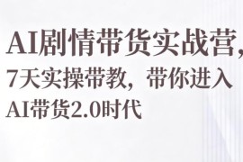 AI剧情带货7天实战营教程 零基础掌握AI带货2.0实操玩法