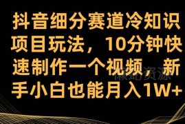 抖音冷知识细分赛道玩法拆解 新手10分钟做视频可月入过万