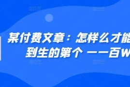 普通人如何赚到人生第一个100万 过来人实战干货分享