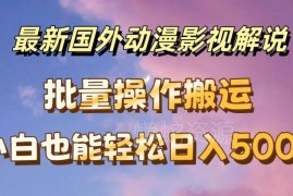 国外动漫影视解说批量下载自动翻译 新手可做的低门槛副业项目