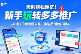 拼多多推广新手从0到1全流程攻略 含选品出价避坑技巧
