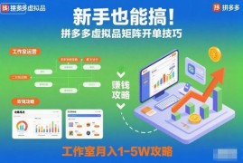 新手可操作的拼多多虚拟品矩阵开单技巧 工作室月入1-5W攻略