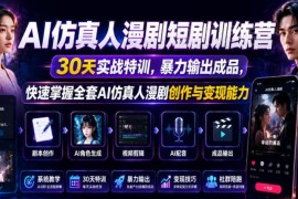 30天AI仿真人漫剧短剧实战训练营 零基础学创作变现全流程