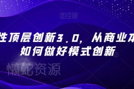 战略性顶层创新3.0 从商业本质拆解商业模式创新落地方法