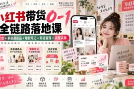 小红书带货0-1全链路实操课 从定位选品到开店变现全攻略