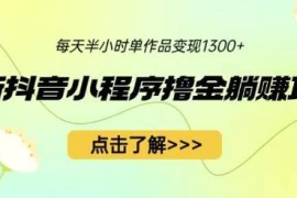抖音小程序撸金副业实操教程 单手机每日半小时单作品变现超千