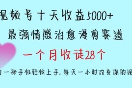 视频号情感治愈漫剪项目解析 多平台变现新手手机即可上手