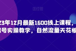猴帝2023年12月最新1600元线上课 0粉起号自然流量实操教学