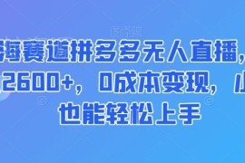 拼多多无人直播蓝海赛道实操 0成本易上手小白也能稳定变现