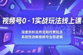 视频号0-1全链路实战运营教程 自然流及付费玩法深度解析