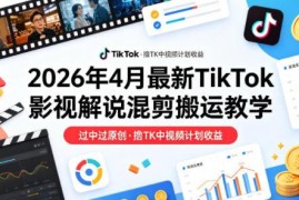 2026年4月最新TikTok影视解说混剪教学 过原创拿中视频计划收益
