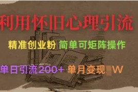 巧用8090怀旧心理引流创业粉 矩阵操作单日引流200+实操教程
