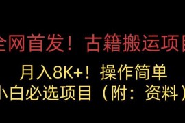 零成本古籍搬运副业操作指南 适合小白的低门槛赚钱项目分享