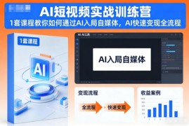 AI短视频实战训练营 零基础入局自媒体AI变现全流程教学