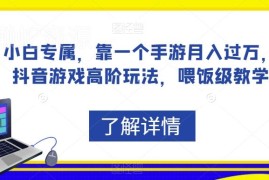 抖音手游变现高阶玩法教学 小白可落地的零门槛副业实操教程