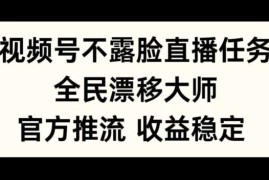 2024视频号不露脸全民漂移大师直播项目 官方扶持玩法解析