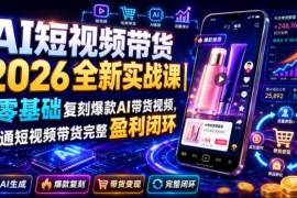 2026全新AI短视频带货实战课 零基础复刻爆款跑通盈利闭环