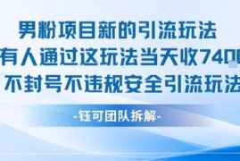 男粉项目最新安全引流玩法 实操当日收益可达7.4k不封号不违规
