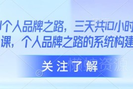 AI个人品牌系统构建教学课 三天共10小时课程资源分享