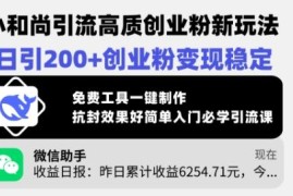 小和尚IP引流高质创业粉实操方法 附免费一键制作工具教程